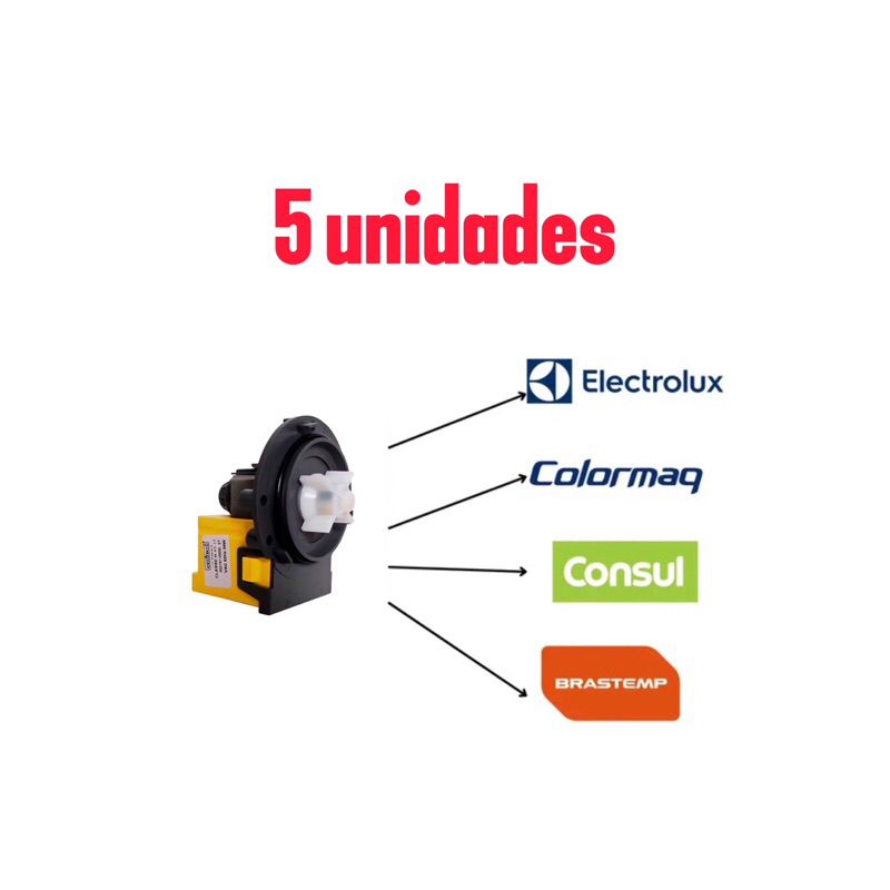kit com 5 Eletrobomba drenagem bomba máquina de lavar lavadora universal 110v Electrolux Brastempo