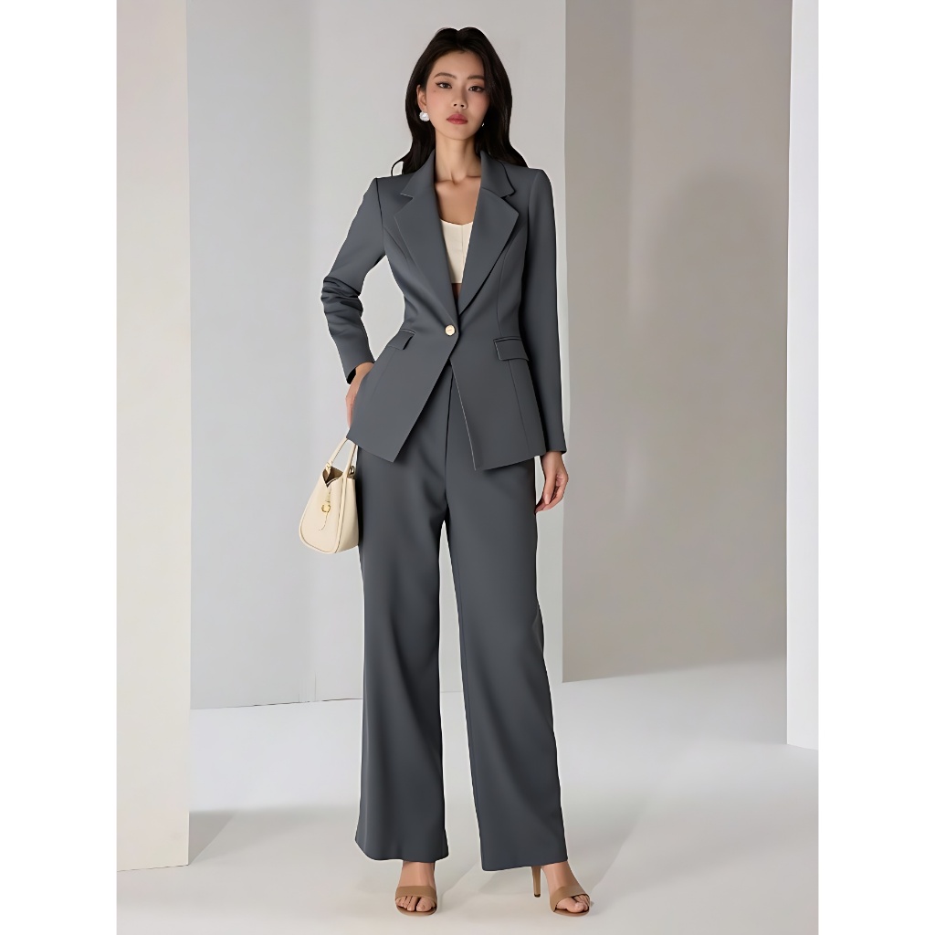 Zalla Conjunto Blazer Forrado Alfaiataria com Calça Pantalona H8