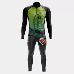 Kit Ciclismo Masculino Roupa Inverno Camisa Manga Longa Pro Uv Calça Gel Confortável Bike Pedal MTB