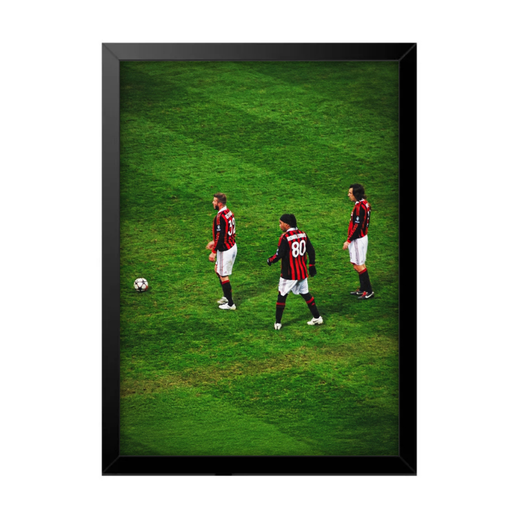 Quadro Decorativo Sala Quarto Trio Milan Beckham Ronaldinho Pirlo Futebol Ídolos Time Clube