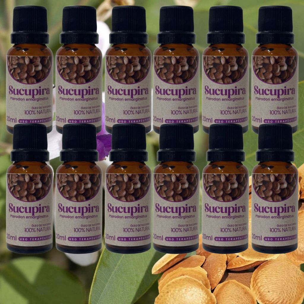 Kit 12 Óleo Vegetal de Sucupira 20ml | Produto Natural para Rotina de Cuidados
