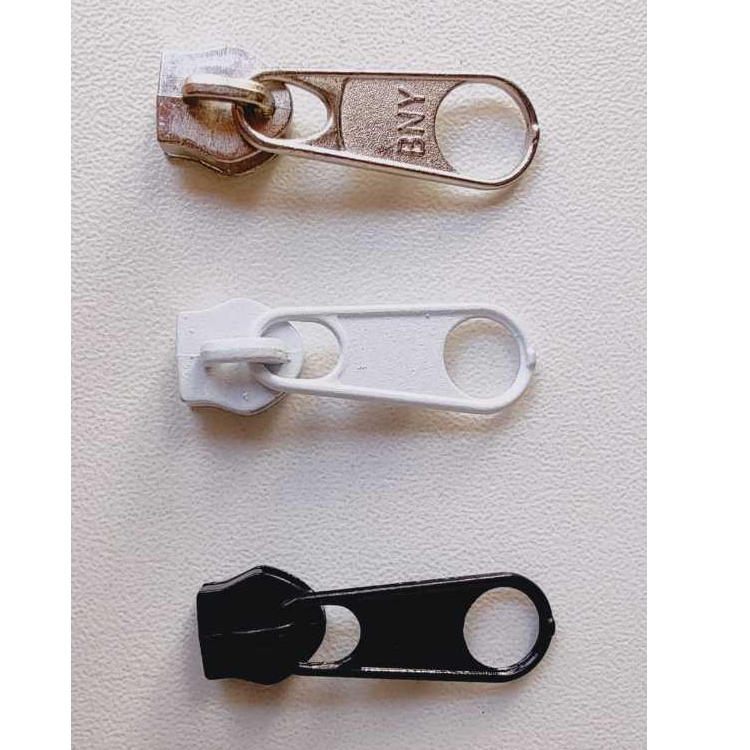 Cursor N° 5 para Zíper de Nylon n°5  Branco / Preto / Prata - 100 peças