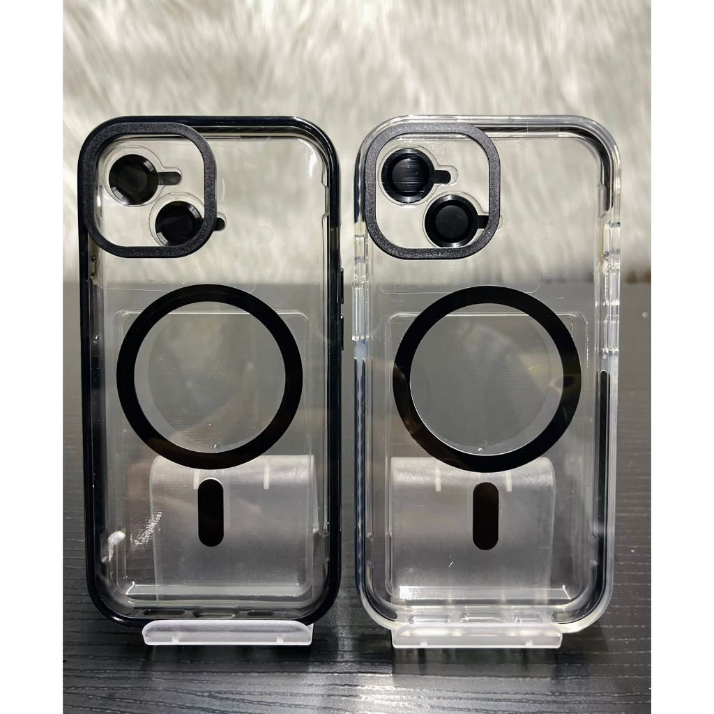 2 CAPAS MAGSAFE COM KIT PROTEÇÃO LENTE DE CÂMERA (PRETO/TRANSPARENTE COM PRETO) em Oferta na Shopee