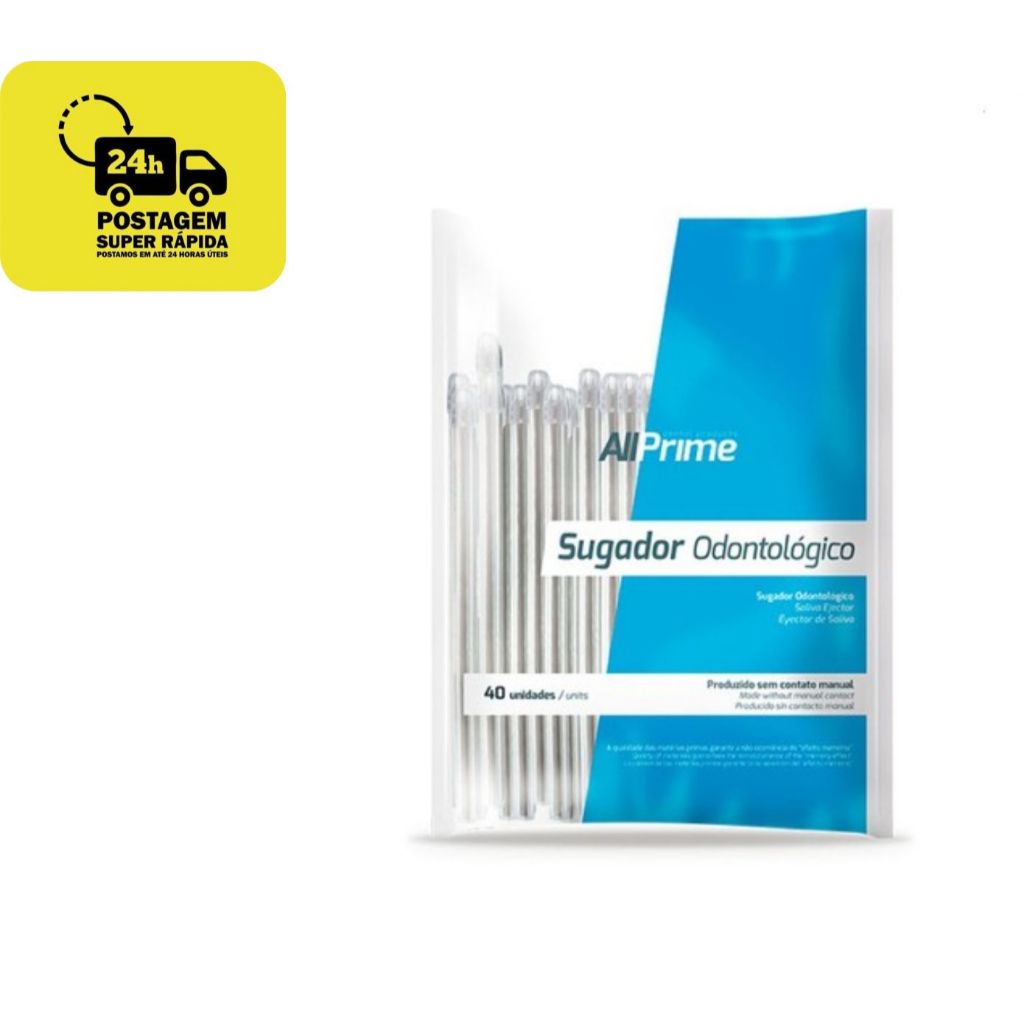 Sugador Descartável Transparente c/40 Unidades - AllPrime