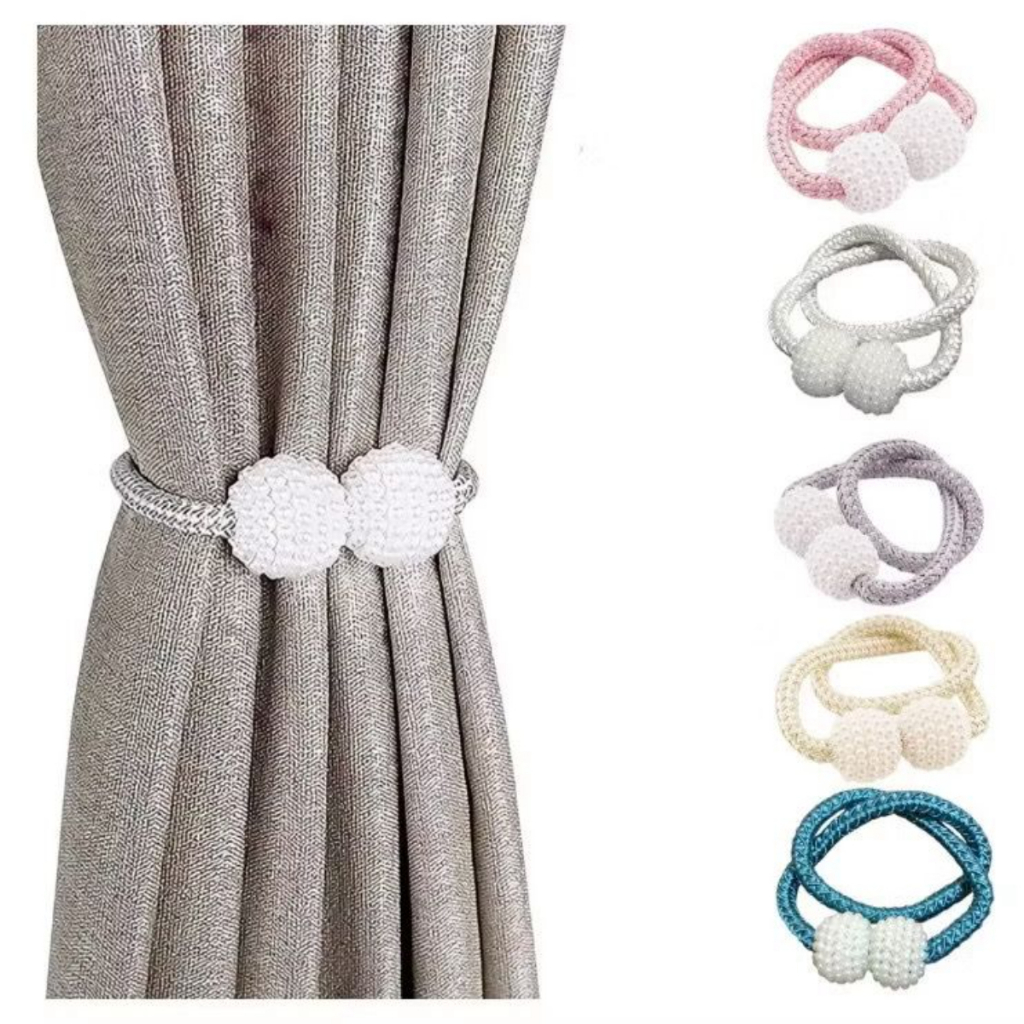 Kit 2/4 Prendedores De Cortina Magnético Abraçadeira Presilhas