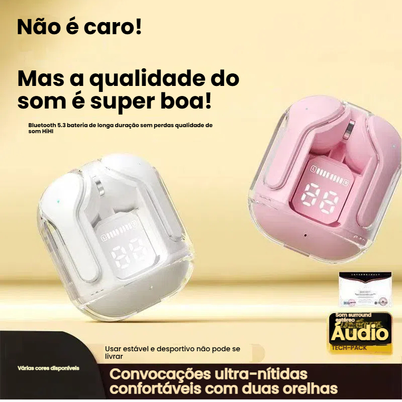 Fone De Ouvido Sem Fio TWS Bluetooth Com Controle De Toque Fones HiFi  Som Estéreo Redução De Ruído