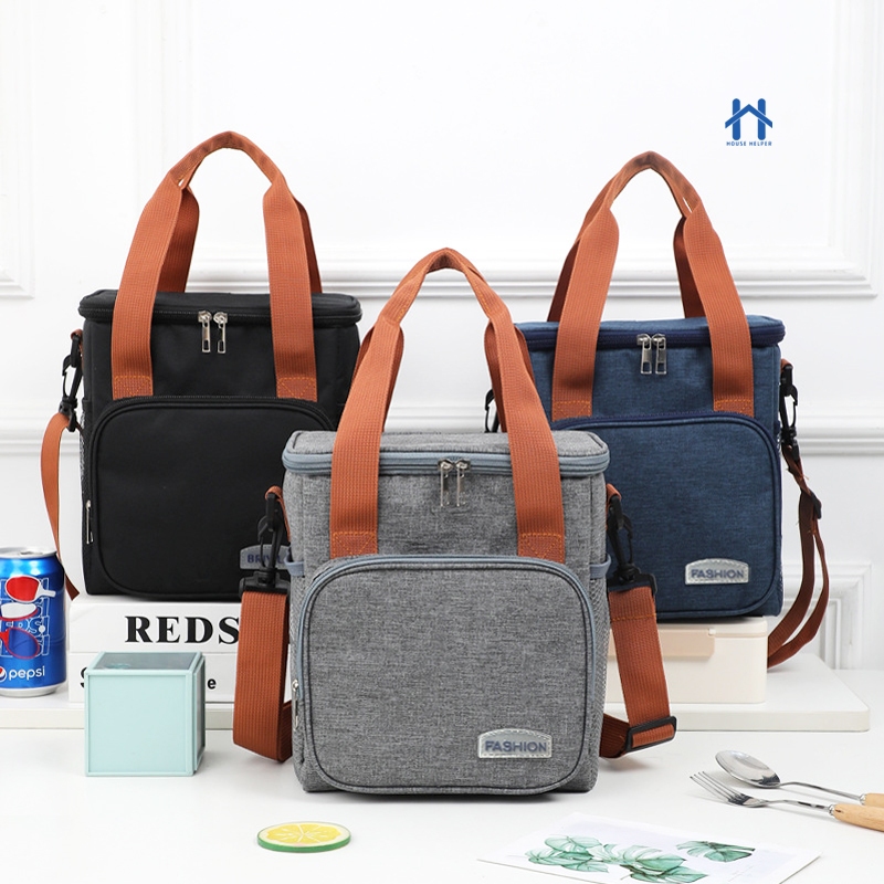 Bolsa Térmica Bolsos Lateral e Frontal Porta Marmita Fitness Com Alça De Mão e Ombro Transversal