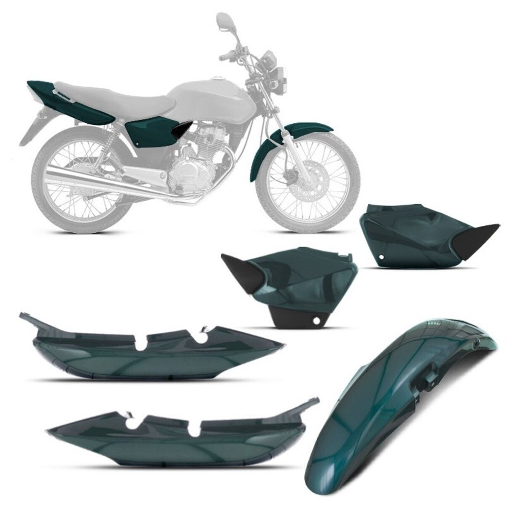Conjunto Carenagem Cg 125 Titan 2000 2001 2002 2003 2004 Cg 125 Fan 2005 2006 2007 2008 Kit 3 Peças
