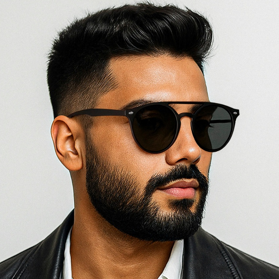 Óculos de sol masculino polarizado redondo estilo moderno UV400