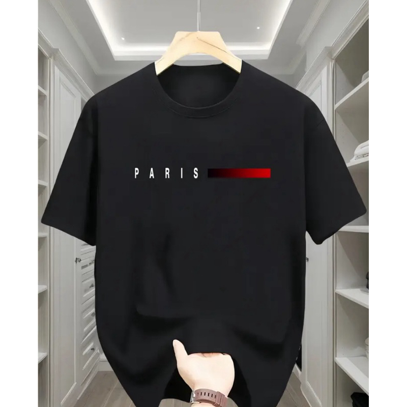Camiseta masculina estampa Paris lançamento, gola redonda manga curta malha premium 100% algodão 30.1