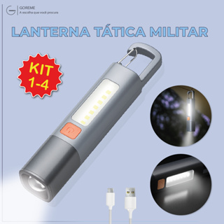 Lanterna Tática Led Recarregável Com Gancho e Zoom 1000LM Luminária com USB Luz Lateral em Oferta na Shopee