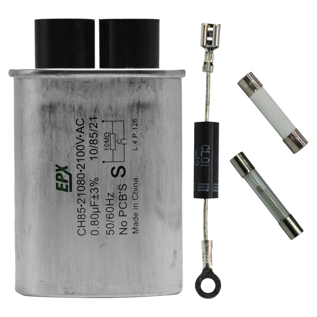 Kit Capacitor Microondas 0,80uF 2100Vac EPX + Diodo CL01-12 + Fusível Cerâmica + Fusível Vidro em Oferta na Shopee