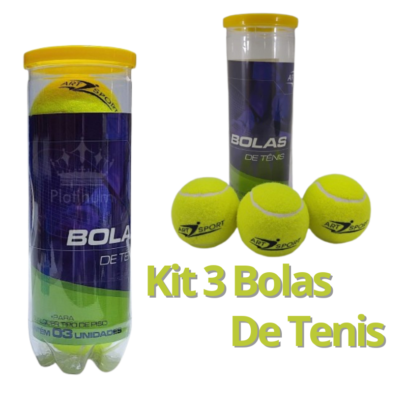 Kit 3 Bolas Tênis Pressurizadas Art Sport Alta Performance Quadra Saibro Cimento