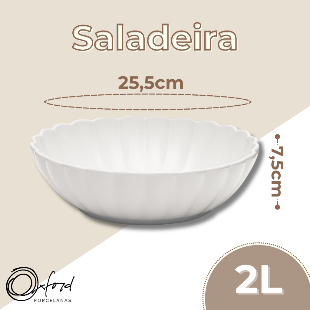 Detalhes do Saladeira Bowl 25,5cm Flora Camelia Porcelana Oxford Fruteira Centro de Mesa