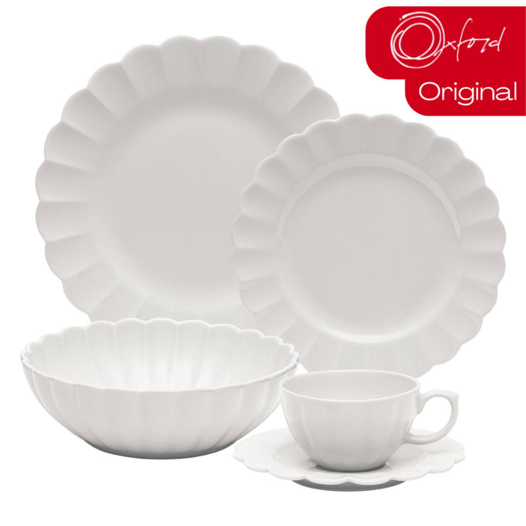 Aparelho de Jantar e Chá Porcelana 30 Peças Camelia Flora Jogo de Pratos e Xícaras Oxford em Oferta na Shopee