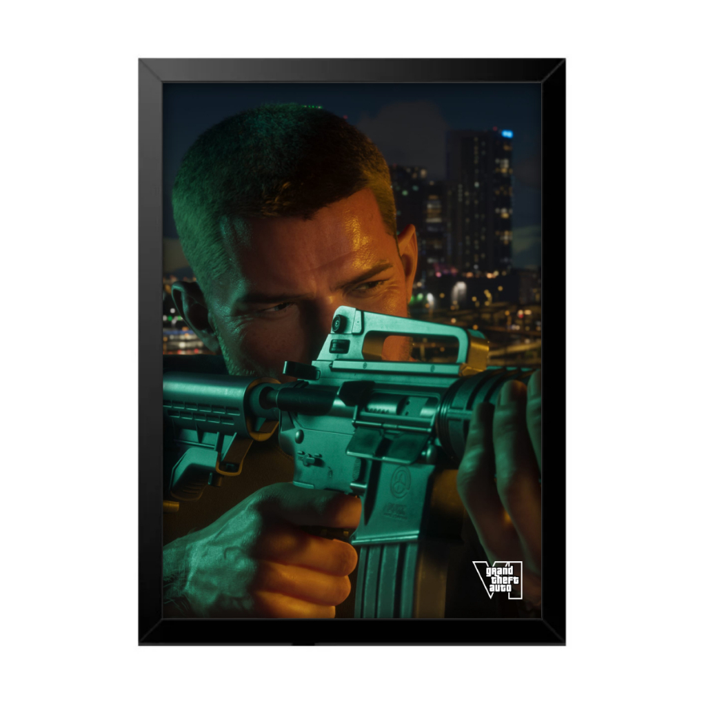 Quadro Decorativo Sala Quarto Gta Vi 6 Jason Lucia Jogo Game Geek Rokcstar Vice City PS5 Xbox