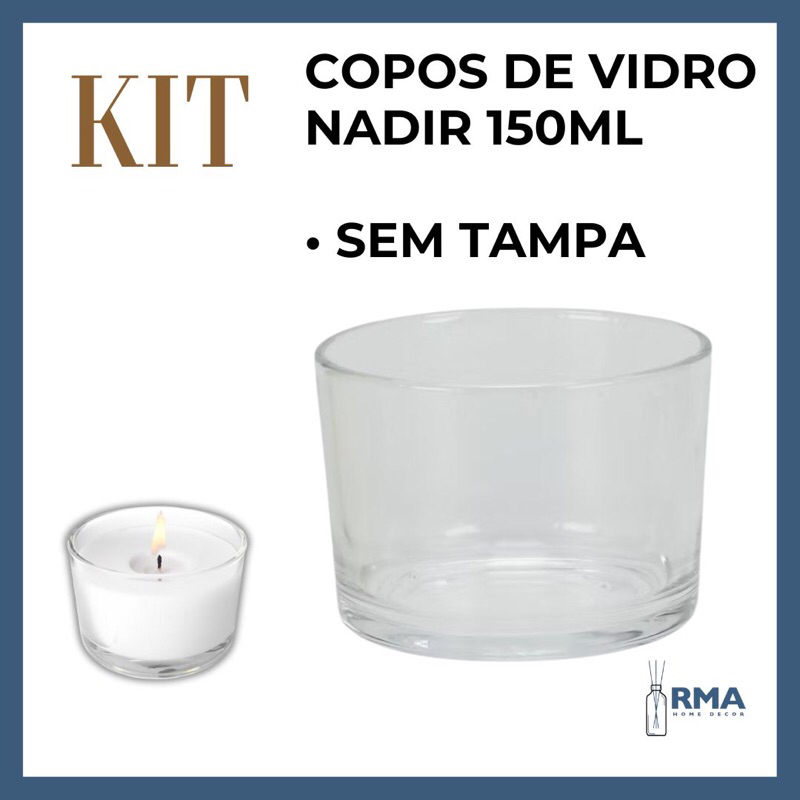Kit Copos de Vidro Nadir 150ml Sem Tampa para Velas Artesanais, Aromatizador ou Decoração | Vela Perfumada