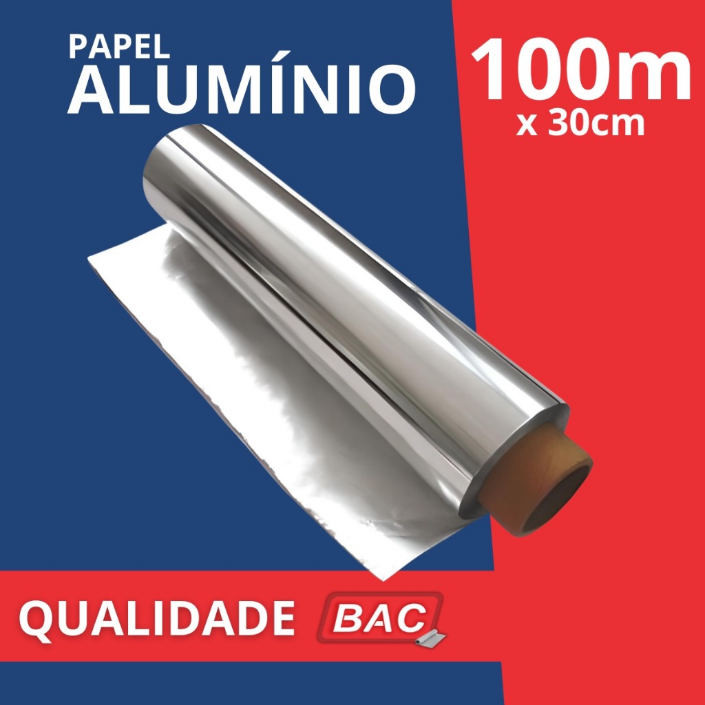 Rolo Papel Alumínio 30cmx100m Extra Forte Grande Assar  Restaurante  Salão Cabelereiro Qualidade Bac