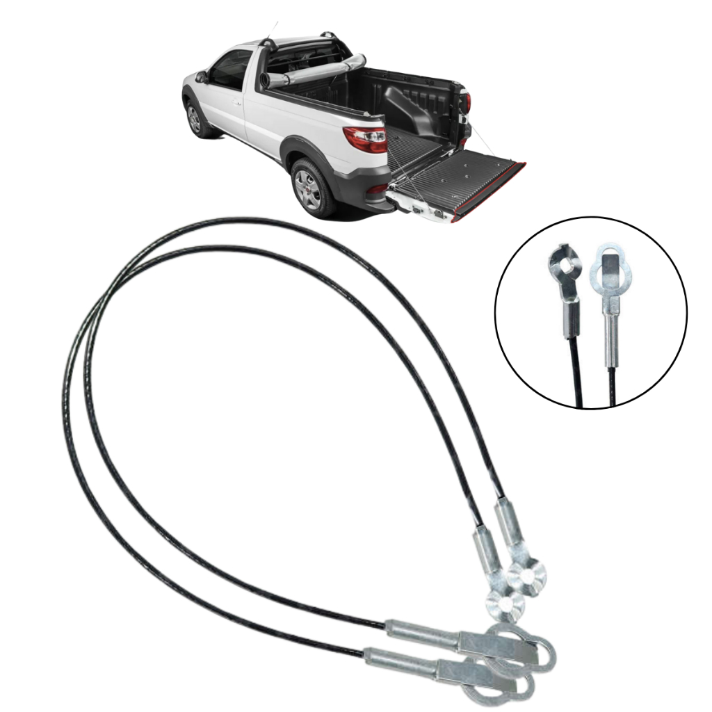 Par De Cabo De Aço Limitador Da Caçamba Tampa Traseira Fiat Strada 2014 A 2018 em Oferta na Shopee