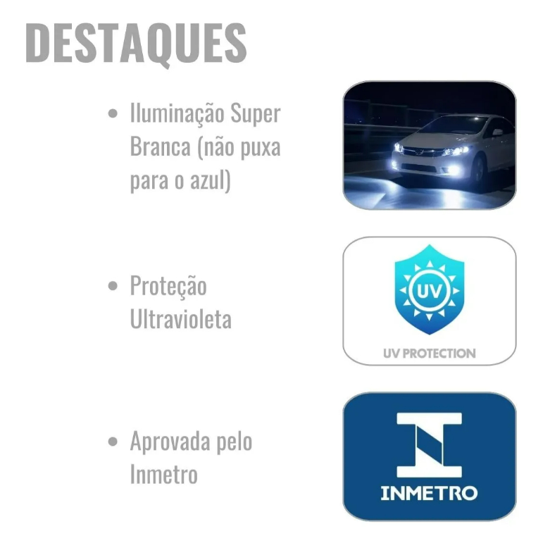 Par De Lâmpada Super Branca H11 8500k 12v 55w Lançamento · foto 2