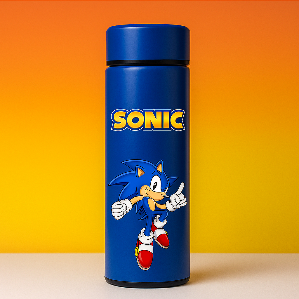 Copo Térmico Sonic 500ml com Termômetro Inteligente LED Bebida Quente Fria Presente Gamer