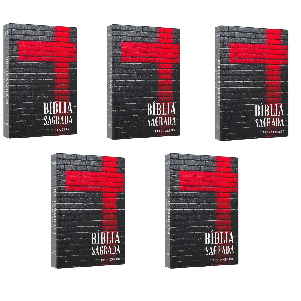 Kit Bíblia Sagrada | NVI | Força da Cruz | Capa dura | Letra Grande | 5 unidades