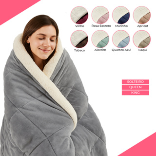 Coberdrom Grosso Sherpa Pele De Carneiro Dupla Face Quentinho Edredom Cobertor Solteiro Queen King em Oferta na Shopee