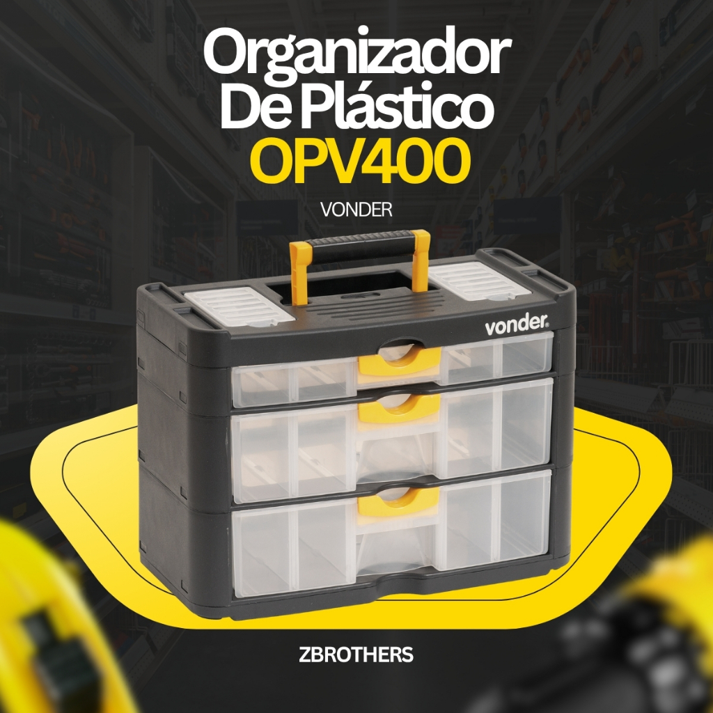 Organizador De Plastico OPV0400 Com Alça E Gavetas Vonder