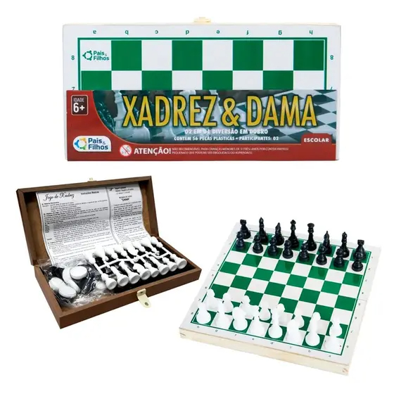 Jogo 2 Em 1 Madeira Xadrex e Dama - Pais e Filhos 2908