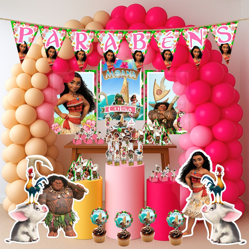 Kit Festa Aniversário Personalizado Mona 78 itens - Decoração Mesversário Lembrancinhas