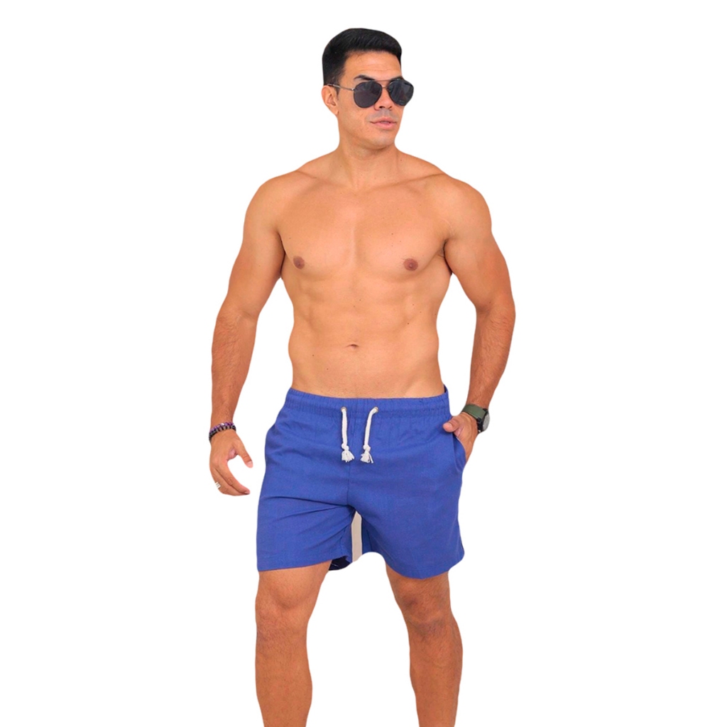 Bermuda Masculina Azul Bic Casual Praia