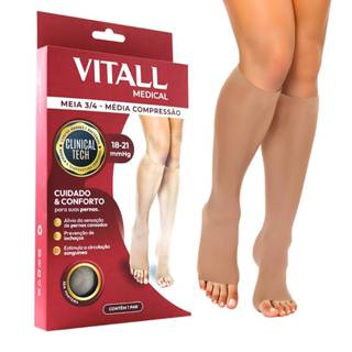 Meia 3/4 Vitall Medical 1871 Sem Ponteira Média Compressão 18-21 mmHG Anti Trombose Circulação em Oferta na Shopee