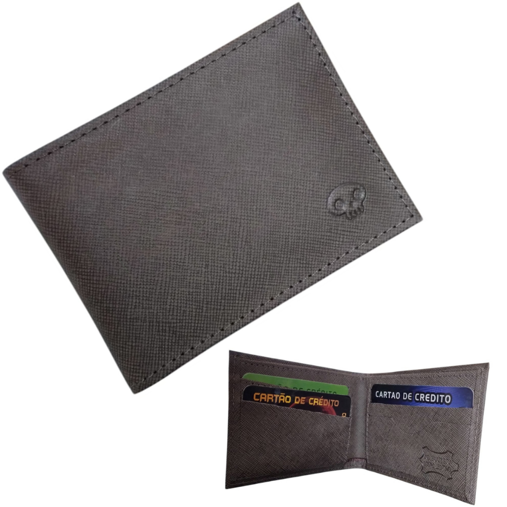 Carteira Masculina Couro Legítimo Artesanal Slim 9 Divisões