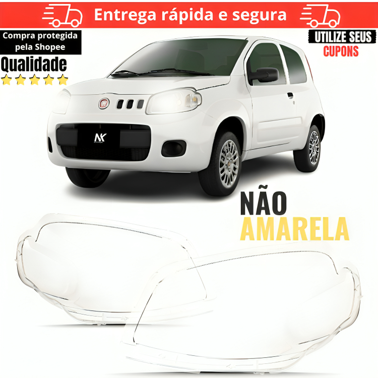 Par/Un Lente Farol Fiat Uno Vivace Way 2010 2011 2012 2013 2014 2015 Farolete em Oferta na Shopee