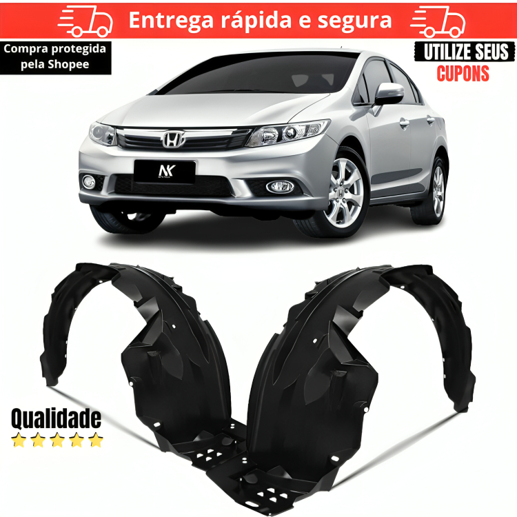 Par Parabarro Dianteiro Civic G9 2012 2013 2014 2015 2016 Bate Pedra Asa de Urubu Casca de Ovo