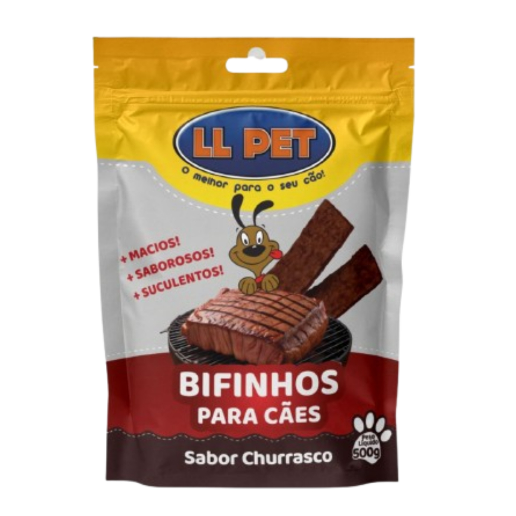 Petisco bifinho snack para cães educador pet sabor churrasco pacote 500gr