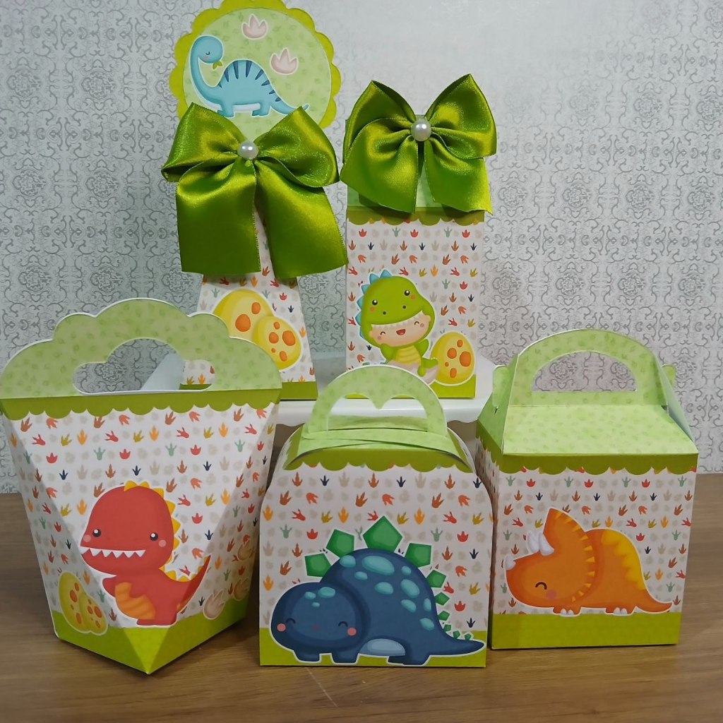 PEGUE E MONTE - Kit Festa Personalizados DINOSSAURO DINO BABY MENINO Lembrancinhas Caixinhas para festa de Aniversário