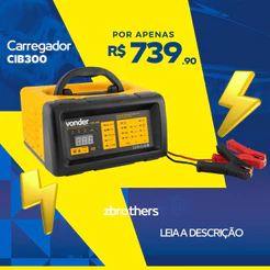 Carregador De Bateria Automotiva Inteligente Chumbo-Ácidas Convencionais E VRLA 80W CIB300 Vonder