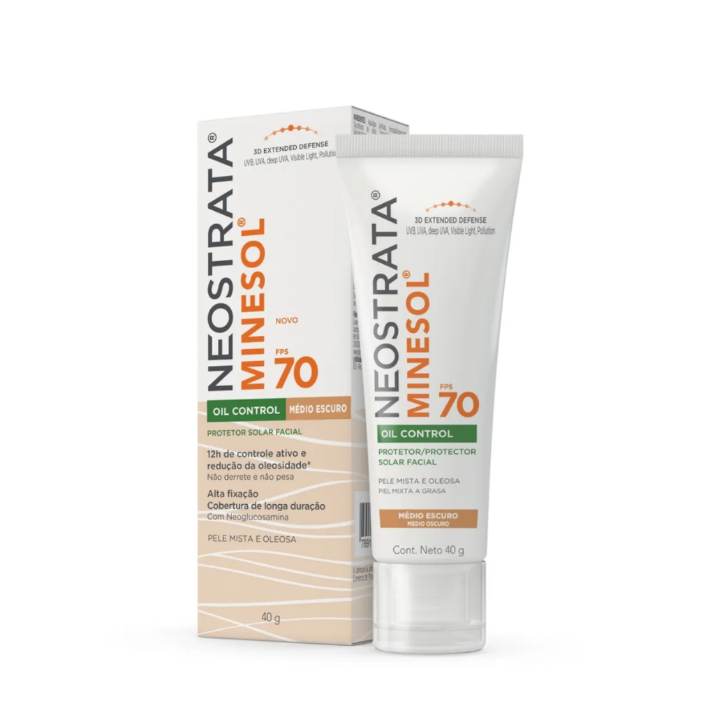Detalhes do Protetor Solar Facial Neostrata Minesol Oil Control FPS70 Pele Média Escura Com 40g