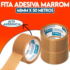 Fita Adesiva Larga 50 Metros Alta Aderência Marrom 48mm Para Empacotamento