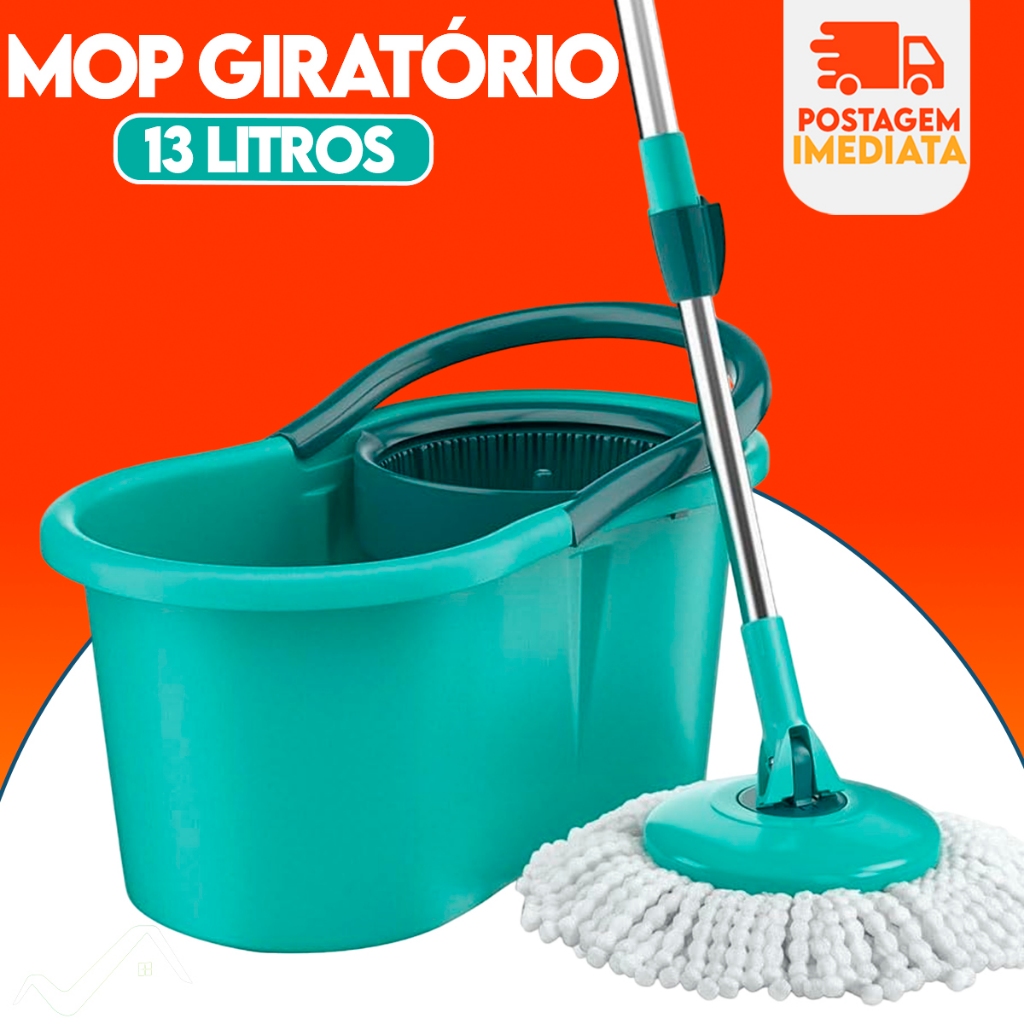 Mop Com Centrifuga de Microfibra e Cabo Rotação 360° 13 Litros