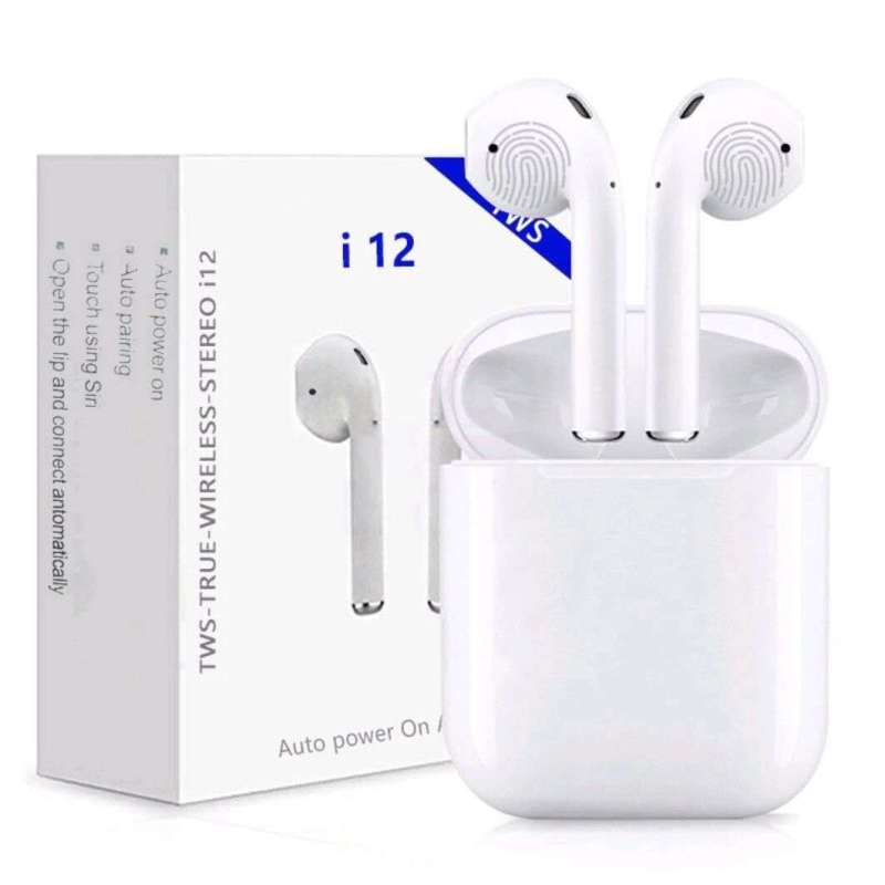 Fone de Ouvido Bluetooth TWS i12 Touch V5.0 Branco - Stereo, Touch Control, Case de Carga