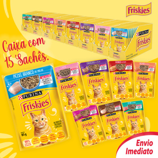 Sachê Friskies Kit 15 unid Ração Umida Gatos Carne Frango Atum Peixe Branco Cordeiro Salmão Peru em Oferta na Shopee
