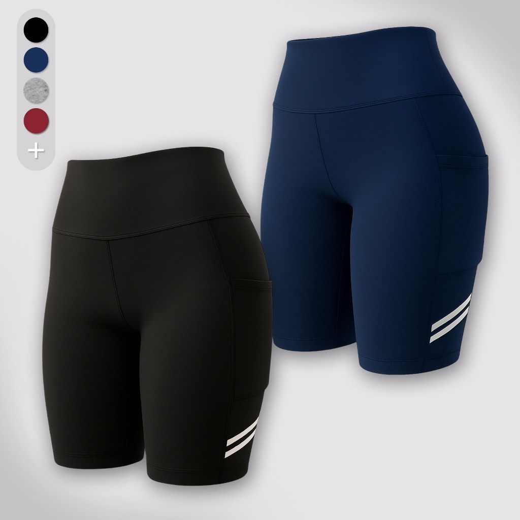 Kit 02 Bermudas Ciclista Feminina Grossa Com Bolsos Suplex em Oferta na Shopee