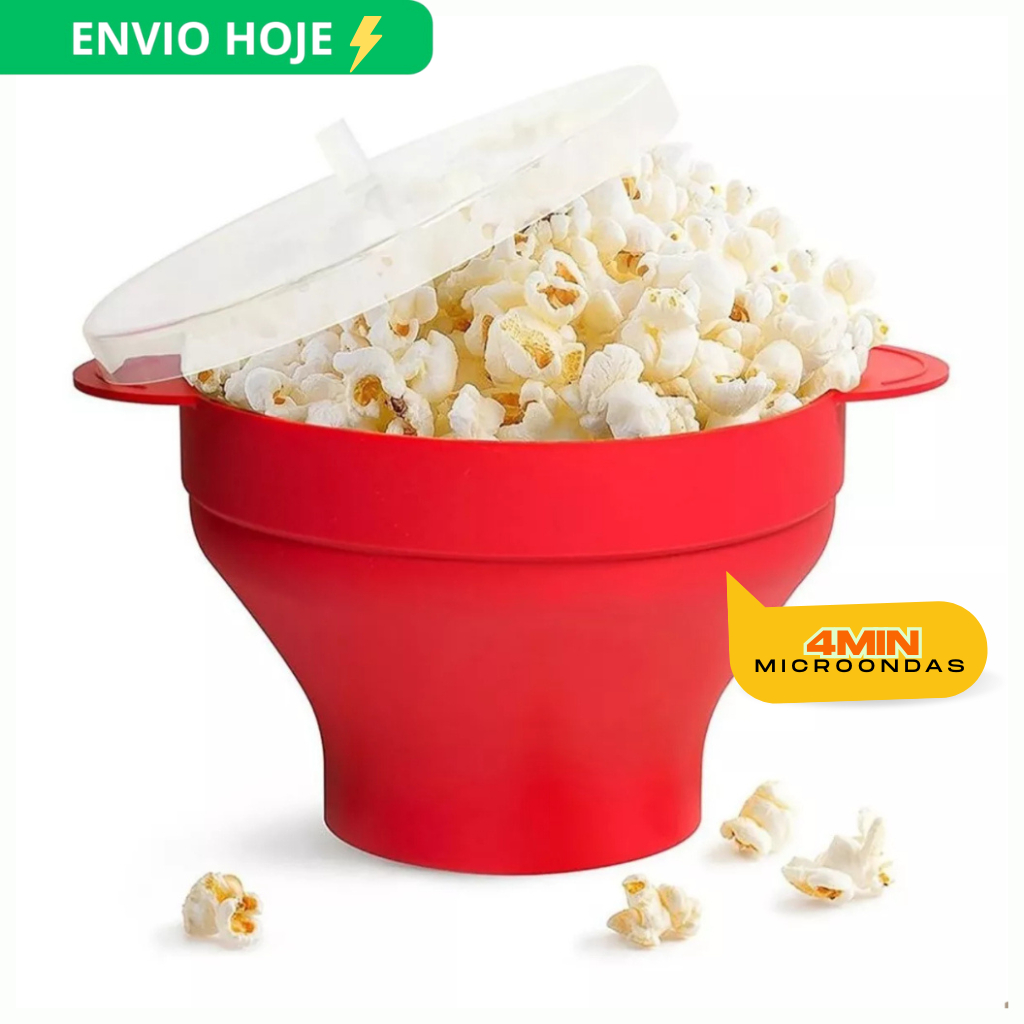 Pipoqueira Grande Para Micro-ondas Sem Óleo Balde Pipoca Silicone Redonda Com Tampa Livre ...