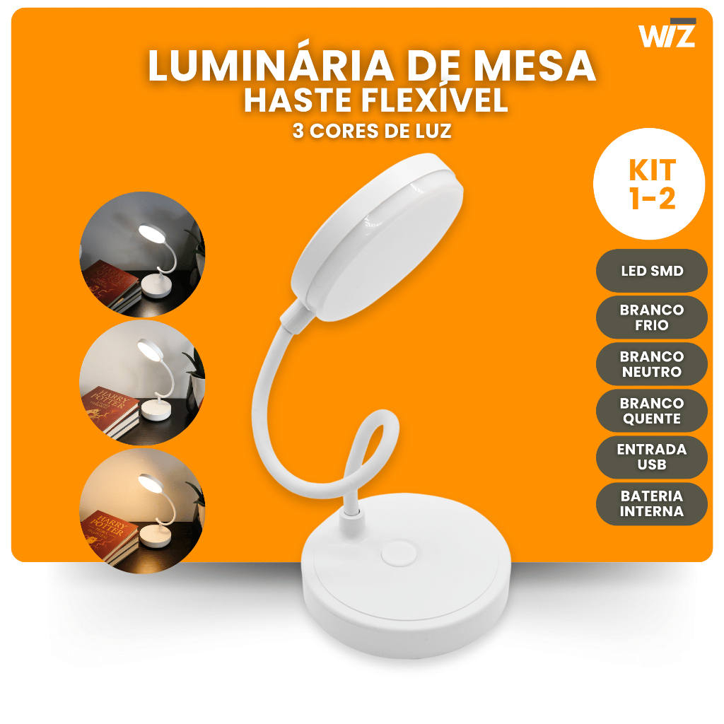 Luminária de Mesa Touch Compacta Leds Leitura Estudo LM1101 em Oferta na Shopee