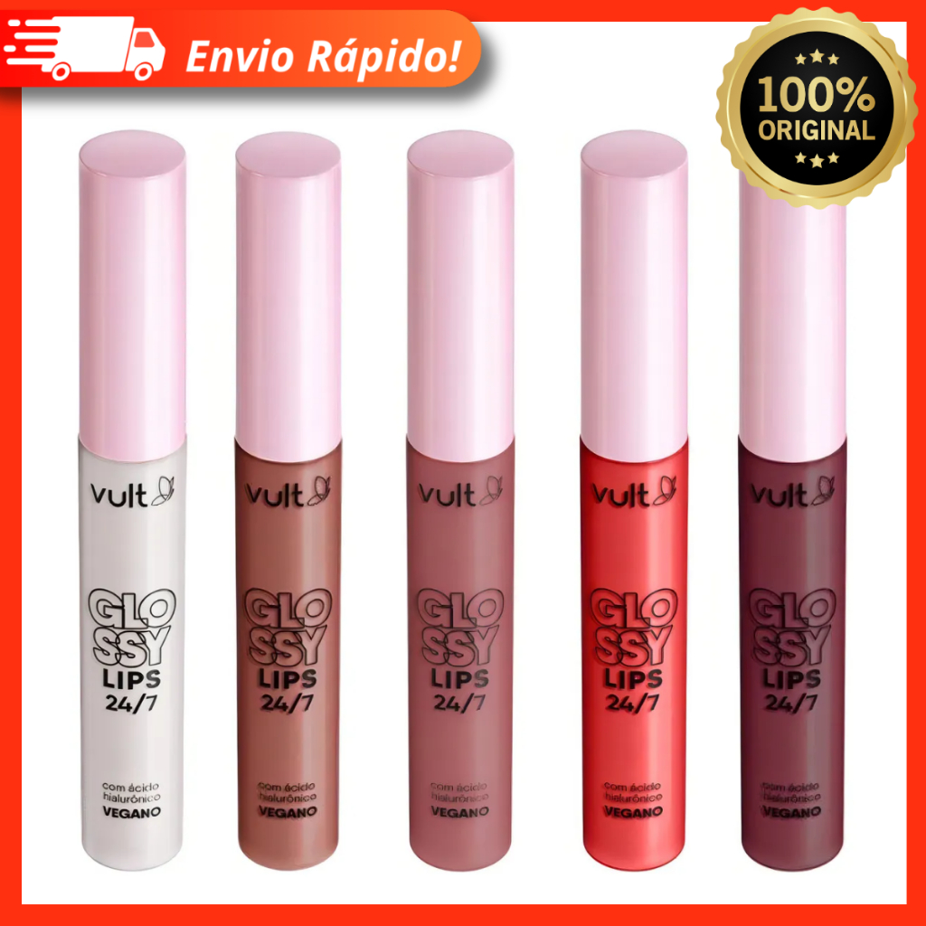 Gloss Labial Vult Glossy Lips 24/7 5,2ml - Hidratação 24h e Ácido Hialurônico