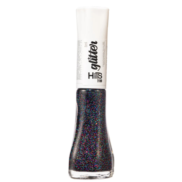 Esmalte Hits Glitter World Londres Preto 8 ml em Oferta na Shopee