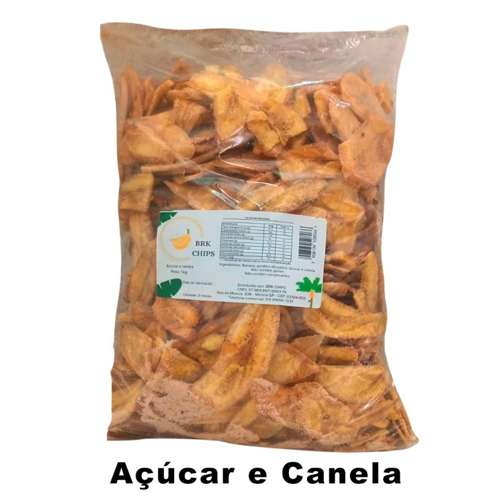 BANANA CHIPS CANELA E AÇÚCAR - 250G em Oferta na Shopee