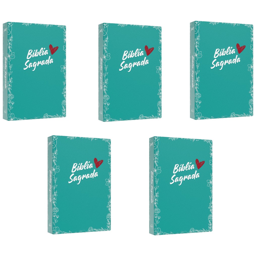 Kit Bíblia Sagrada | ACF | Coração Vermelho | Capa dura | Letra Média | 5 unidades
